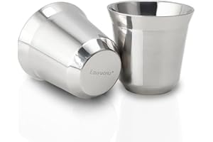 Easyworkz Set di tazzine da caffè in acciaio inossidabile con isolamento a doppia parete da 75 ml