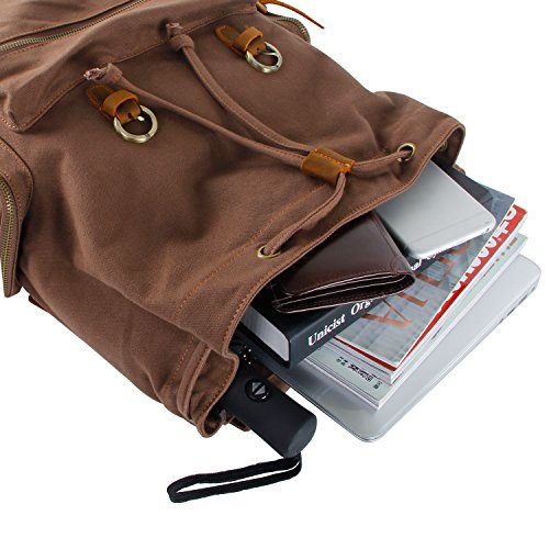 Lifewit Canvas Rucksack 17 Zoll Vintage Laptop Daypack Casual Reiserucksack Schulrucksack Reisetasche 25L