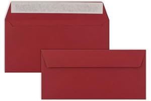 ‎FARBENFROH BY GUSTAV NEUSER 50 Brief-Umschläge DIN Lang - Dunkel-Rot - 110 g/m² - 11 x 22 cm - sehr formstabil - Haftklebung - Qualitätsmarke: FarbenFroh by GUSTAV NEUSER