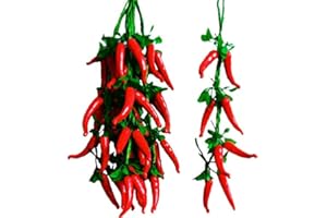 CALCIFER Calcfifer 2 Sets Artificial Fruits Vegetable String For Restaurant Hotel Home Garden Decoration Display (red chilli: 8 bulbs)
