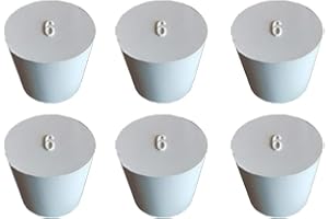 HeyWin Lab Rubber Stopper,(6 Pack) 6#,White Solid Rubber Stoppers are Used for Sealing Balloon Bottles、Conical Flask Etc