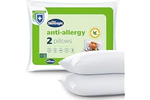 Silentnight Anti Allergy Pillow Pack of 2 - Medium Support Anti Bacterial Two Pack Pillow Pair For Side Sleepers - Machine Washable Hypoallergenic Bed Pillows, White