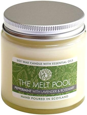 Luxury Handmade Soy Wax Candle Scented with Essential Oils - Small Jar with Lid - 25 hours - Peppermint, Lavender &amp; Rosemary Candle
