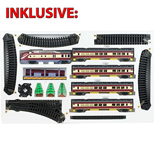 Kit de dÃ©marrage chemin de fer Ã©lectrique avec effets son et lumiÃ¨re, locomotive avec wagon, long chemin de fer et de nombreux accessoires, kit complet