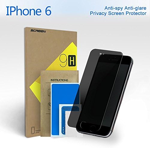 OneThing Anti-spy Anti-glare Privacy Screen Protector Full Screen Tempered Glass HD 2.5D Curve Edge 9H Hardness for iPhone 6/6S … (BALCK)