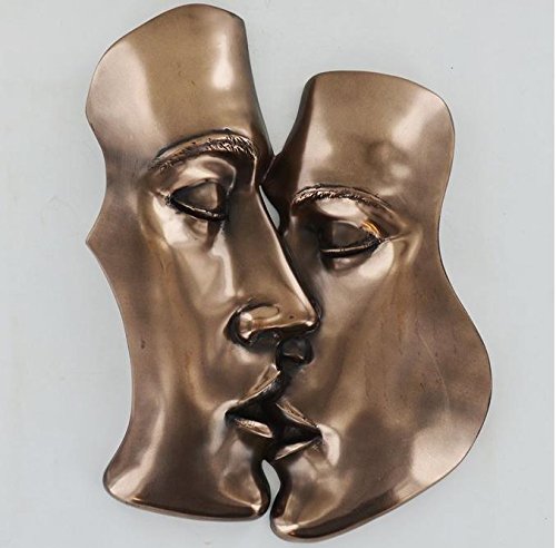 Lovers Kiss Plaque, kalt gegossen Bronze – Love ist blau Collection