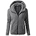 Produktbild UFACE Damen Winter Parka mit Kapuze Pullover Mantel Warmer Wolle Reißverschluss Mantel Jacke Solide Pelzkragen Dicker Dünner Lange Winter Parka Mantel (Dunkelgrau, M)