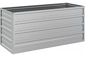 ‎VIDAXL vidaXL Garten Hochbeet Pflanzkasten Pflanzbeet Gemüsebeet Blumenbeet Blumenkasten Frühbeet Gartenbeet Blumenkübel Pflanzkübel 100x40x45cm Verzinkter Stahl Silbern