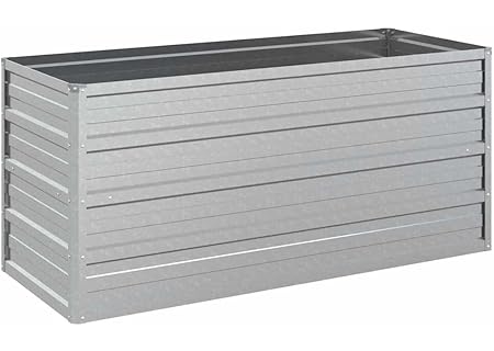 vidaXL Odlingslåda upphöjd galvaniserat stål 100x40x45 cm silver, odlings låda, blomlåda, blom låda, - Amazon Deal & Rabatt