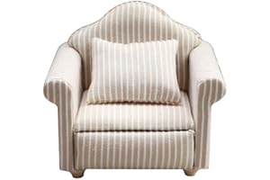 LATRAT Puppenhaus Sofa, 1:12 Puppenhaus Miniatur Möbel Modell Tuch Blumenmuster Couch Sessel Sofa Mit Kissen, Zubehör Blumenmuster Mini Möbel Sofa Set mit Rückenkissen (Weiß)