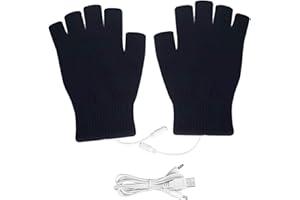 Eurobuy 1 paio di guanti riscaldati USB 5v modello di riscaldamento a strisce in maglia invernale guanti mezze dita riscaldanti invernali a mezzo dito per donna uomo ragazza ragazzo