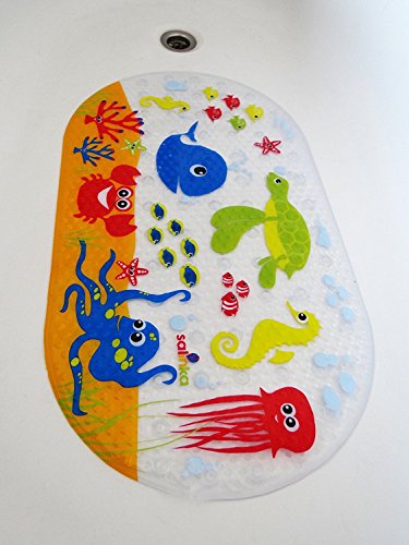 Salinka Rutschfeste Badematte Ozean – FREI von Phatalaten und Blei – Rutschfeste Matte für Badewanne und Dusche – aus strapazierfähigem mehltau- und schimmelresistentem PVC – viele starke Saugnäpfe – praktische Tasche für einfachen Transport – kostenloses E-Book - 5