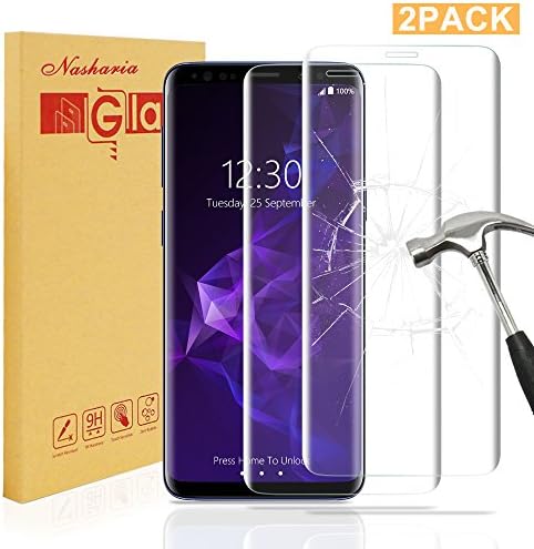 [2 Pack] Galaxy S9 Plus Screen Protector, Nasharia Samsung Galaxy S9 Plus Tempered Glass 0.25mm Screen Protector, 9H Hardness, Bubble Free, Anti-Fingerprint HD Screen Protector Film