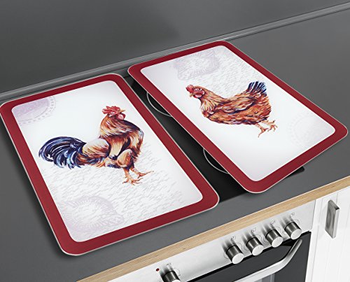 Wenko 2521471500 Herdabdeckplatte Universal Farm, 2-er Set für alle Herdarten, Gehärtetes Glas, 30 x 1,8-4,5 x 52 cm, mehrfarbig - 2