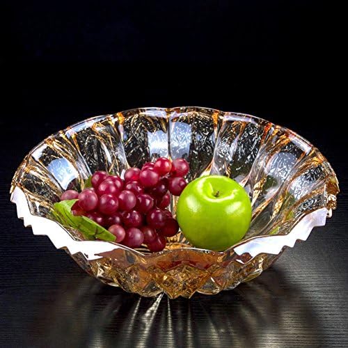 Gold fruit basket stand,Crystal fruit basket bowl stand compote for wedding festival guests entertainment events displaying-A L13.3*H4.3inch(34*11cm)