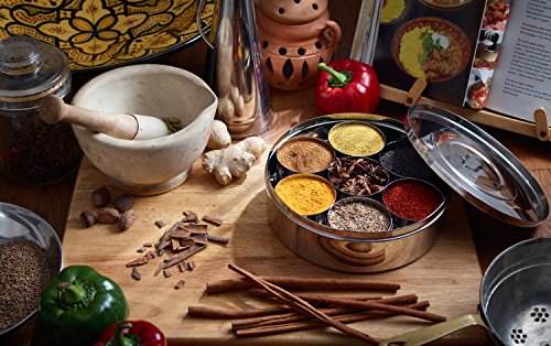 Zinel Gewürzbehälter/Masala Dabba mit 7 Schalen und 2 Edelstahl-Deckeln, 24 cm - 4