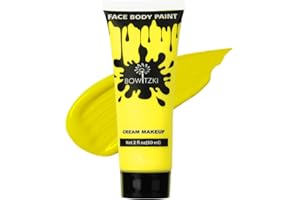 Bowitzki Peinture pour le visage et le corps, 60 ml, crème à base d'eau, effets spéciaux pour adultes, enfants, Halloween, Noël, fête, cosplay, jaune
