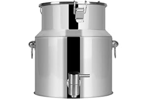 EXECAB Lattina in acciaio inossidabile 5L/9L/14L Secchio per vino Secchio Tote Brocca Barile per olio Serbatoio con coperchio sigillato e rubinetto per latte Zangola / 14L
