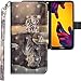 Produktbild CLM-Tech kompatibel mit Huawei P20 Lite Hülle, Tasche aus Kunstleder, Katze Tiger grau, PU Leder-Tasche für Huawei P20 Lite Lederhülle