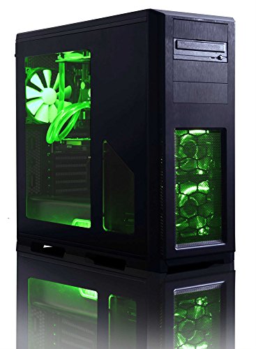 VIBOX Apache Komplett-PC Paket 9 Gaming PC – 4,1GHz AMD FX 6-Core CPU, GTX 1050 Ti GPU, Super, Wassergekühlter Desktop Gamer Computer mit Spielgutschein, 22″ HD Monitor, Gamer Tastatur & Mouse, Windows 10, Grün Innenbeleuchtung, lebenslange Garantie* (3,5GHz (4,1GHz Turbo) Superschneller AMD FX 6300 Sechs 6-Core Prozessor CPU, Nvidia GeForce GTX 1050 Ti 4GB Grafikkarte GPU, 16GB Team Elite 1600MHz RAM, 1TB HDD Festplatte, Raijintek Triton Wasserkühler, 85+ Netzteil, Phanteks Gehäuse) - 4