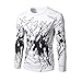 Produktbild Elecenty Herren Langarmshirt 3D Drucken Sommerhemd Sommerbluse Pullover Bluse Slim Fit T-Shirt Männer Sweatshirts Streetwear Hemden Tops Hemd Tops Blusen Pulli Blusentop (XL, Weiß)