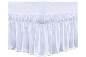 POIUYT Gonne da Letto Matrimoniale Shabby Matrimoniali/Singolo/Una Piazza e Mezzo Tinta Unita 180x200/200x200 Tre Lati Tessuto Mantovana Giroletto Facile da Montare (Color : White, Size : 180 * 200+38cm)