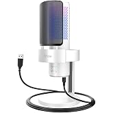 Fifine A9W USB RGB LED Illuminated Desktop Microphone, White