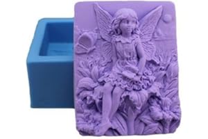 Allforhome Molde de silicona con diseño de hadas y flores para fabricar jabón artesanal 8,89 cm