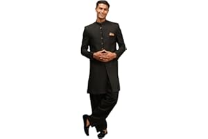 VASTRAMAY Sherwani-Set für Herren, Beige und Braun, Seidenmischung