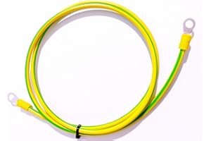 MPS-Contact Erdungskabel Erdungsleitung Grün Gelb 6mm² mit Ringkabelschuh Öse isoliert für Netzwerkschrank Serverschrank, Größe: 3000mm
