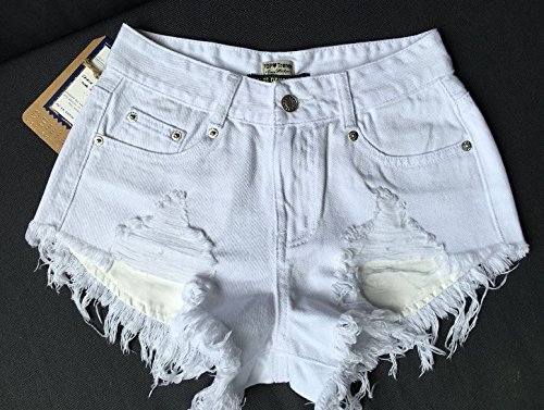 iRachel Damen Short Hotpants Demin Short kurze Hose Ripped Destroyed Loch Hose - 4