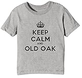 100% Algodón Keep Calm and Old Oak Niños Unisexo Niño Niña Camiseta Cuello Redondo Gris Manga Corta Tamaño XL Kids Unisex Boys Girls T-Shirt Grey X-Large Size XL
