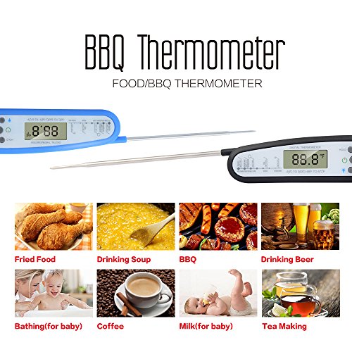 Malanzs Elektronisches Küchen- / Fleisch-Thermometer mit LCD-Anzeige, ideal zum Grillen, für Flüssigkeiten, Milch, Badewasser usw., Messbereich zwischen -50 °C und 300 °C schwarz - 3