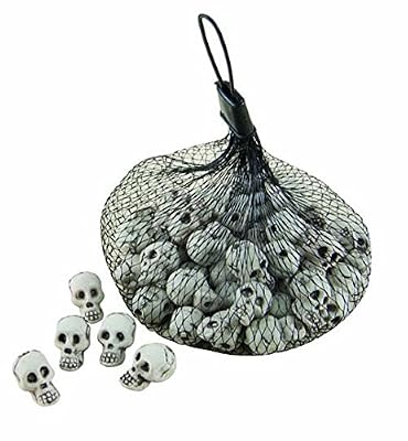 P'TIT Clown re15960 - Filet de 50 mini crânes en plastique