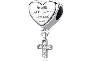 MUERDOU Cross Dangle Charm Fit for Pandora Charms Bracelet Love Heart Christian Bible Verse Charms Prayer Faith Religious Jewelry Gifts for Woman