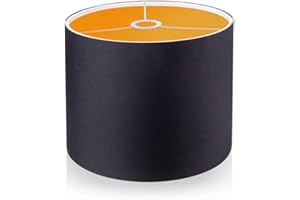 LgowithU Stoff Lampenschirm, Mittlerer Trommel Lampenschirm für Tischlampe Wandlampe Nachttischlampe und Stehlampe, Naturleinen Hardcover Handgefertigt, 13" x 13" x 8" Spider (Schwarz)