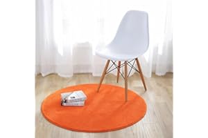Fouriding Einfarbig Rund Teppich weicher Kurzflor Teppiche fürs Wohnzimmer, Esszimmer, Kinderzimmer, Schlafzimmer und die Küche geeignet Orange 80cm