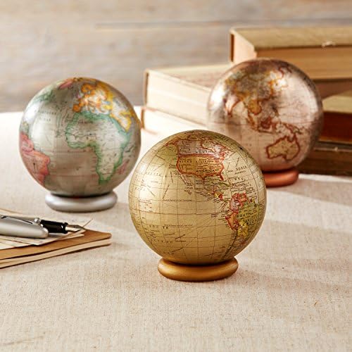 Decorative Globe with Metallic Finish and Stand, great in any study, playroom or children's room. Boxed ready for gifting. 11cm
