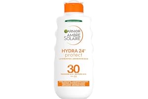 Garnier Ambre Solaire Mleko Ochronne Hydra 24H Protect, Twarz i ciało, Ultra-nawilżający przez cały dzień, z wysoką ochroną SPF 30, wodoodporny, szybkie wchłanianie, 200 ml