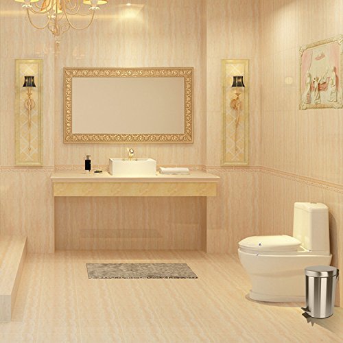 Fortune Candy (TM) rund Schritt Mini Badezimmer Trash kann Edelstahl mit Deckel Schließen passgenau, 0,8 l/3L - 6