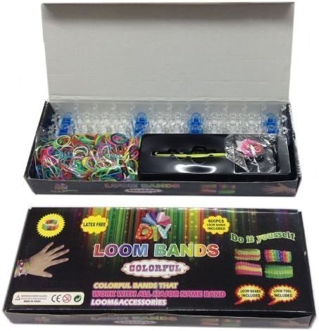 Loom Bands Friendship Bracelet Kit - 600 Latex Free Bands + 24 S-Clips
