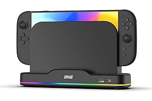 IINE Cooling Fan for Switch 2, Dual-Fan Cooling with Adjustable RGB Lighting, USB Expansion, Plug & Play Dock Cooler for Enhanced Console Performance (Dock Version)