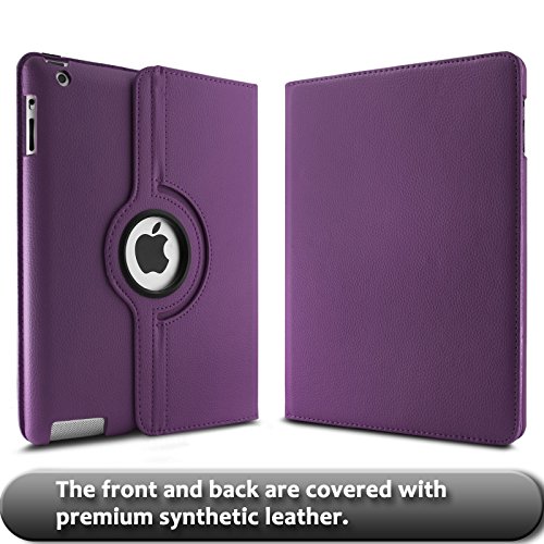 iPad 2 3 4 Hülle,Infiland PU Ledertasche lederhülle 360°Drehbarer Stand Smart Cover Case Schutzhülle Tasche Etui für Apple iPad 2,iPad 3, iPad 4(mit Auto Schlaf / Wach Funktion)(Lila) - 2