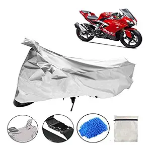 Riderscart All Season (Weather) Waterproof Bike Cover for Tvs Apache RR 310 Indoor Outdoor Protection Combo with Storage Bag and Microfiber Glove