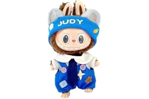 OYZOQ Vêtements pour labubu, Ensemble Complet Combinaison Bleue + Cravate + Couvre-Chef, adapté à la poupée Lab de 17 cm
