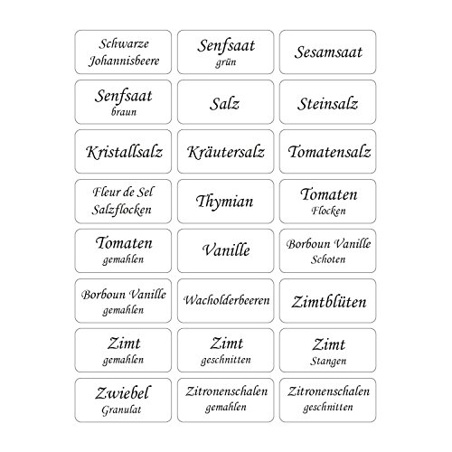 144 Gewürzetiketten 33x15mm – transparent – UV beständig – Hohe Klebekraft (100 bedruckt / 44 blanko) - 4