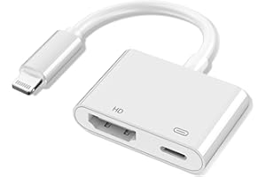 Puiseno Adattatore HDMI per iPhone, adattatore AV digitale HDMI Lightning 1080P Video Audio Sync Screen Converter con connettore di ricarica Lightning per TV/HDTV/monitor/proiettore iPhone/iPad