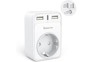 Sameriver Adaptateur Prise USA, 4 en 1 Adaptateur Prise Americaine 2 USB 1 Type C 1 Prises, Adaptateur Prise France vers USA Canada Mexique Thaïlande Type B