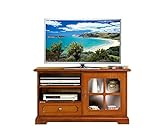 Mueble de tv pequeño en madera con puerta de vidrio, mueble de salón estilo clasico