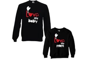 LOVE PRINT Coppia di Felpe Mamma - Figlio/Figlia Idea Regalo Festa della Mamma Love Mom And Baby